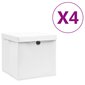 vidaXL Säilytyslaatikot kansilla 4 kpl 28x28x28 cm valkoinen hinta ja tiedot | Säilytyslaatikot ja -korit | hobbyhall.fi