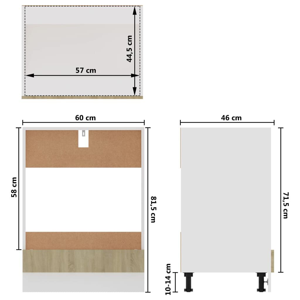 vidaXL Uunikaappi Sonoma-tammi 60x46x81,5 cm lastulevy hinta ja tiedot | Keittiön kaapit | hobbyhall.fi