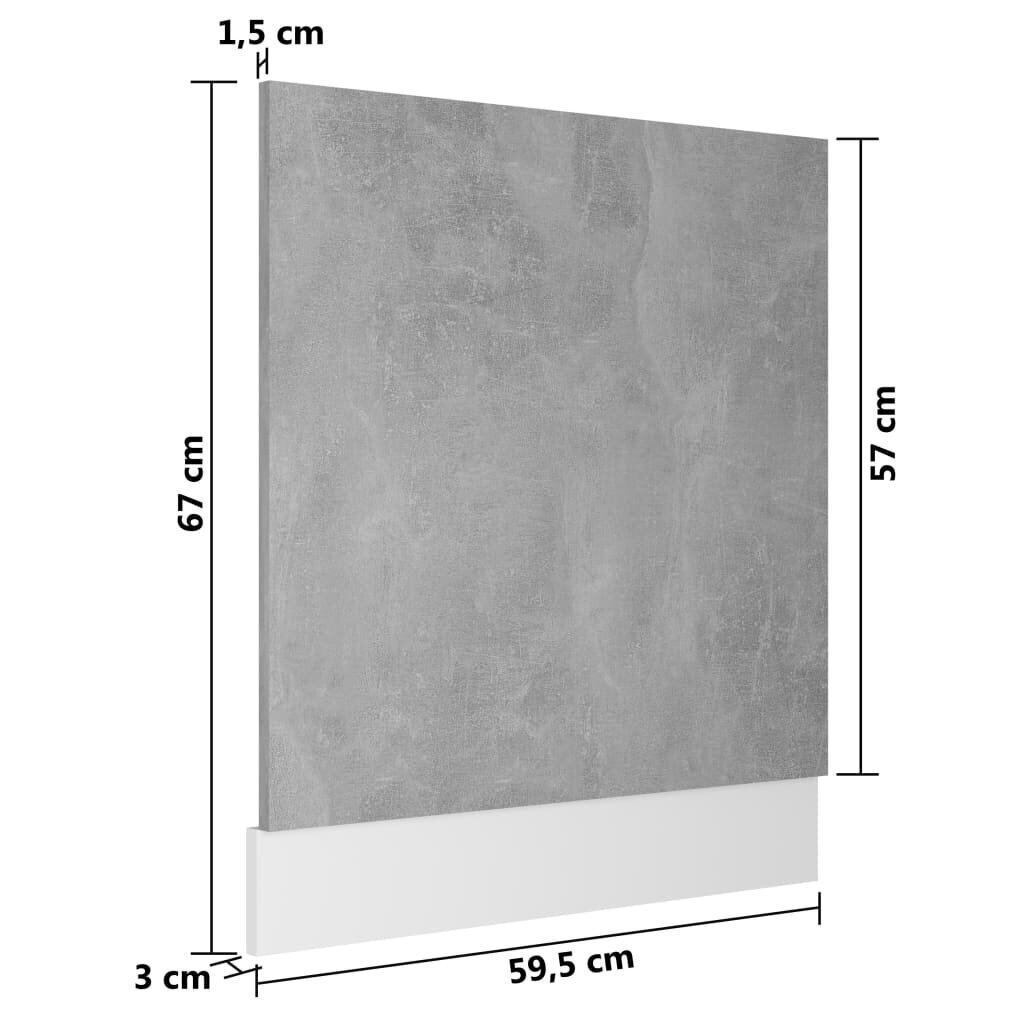 vidaXL Astianpesukoneen paneeli betoninharmaa 59,5x3x67cm lastulevy hinta ja tiedot | Keittiökalusteiden lisätarvikkeet | hobbyhall.fi