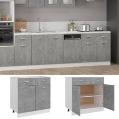 vidaXL Alalipastokaappi betoninharmaa 80x46x81,5 cm lastulevy hinta ja tiedot | Keittiön kaapit | hobbyhall.fi