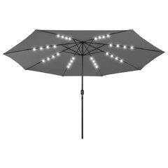 vidaXL Aurinkovarjo LED-valot ja metallitanko 400 cm antrasiitti hinta ja tiedot | Aurinkovarjot ja markiisit | hobbyhall.fi