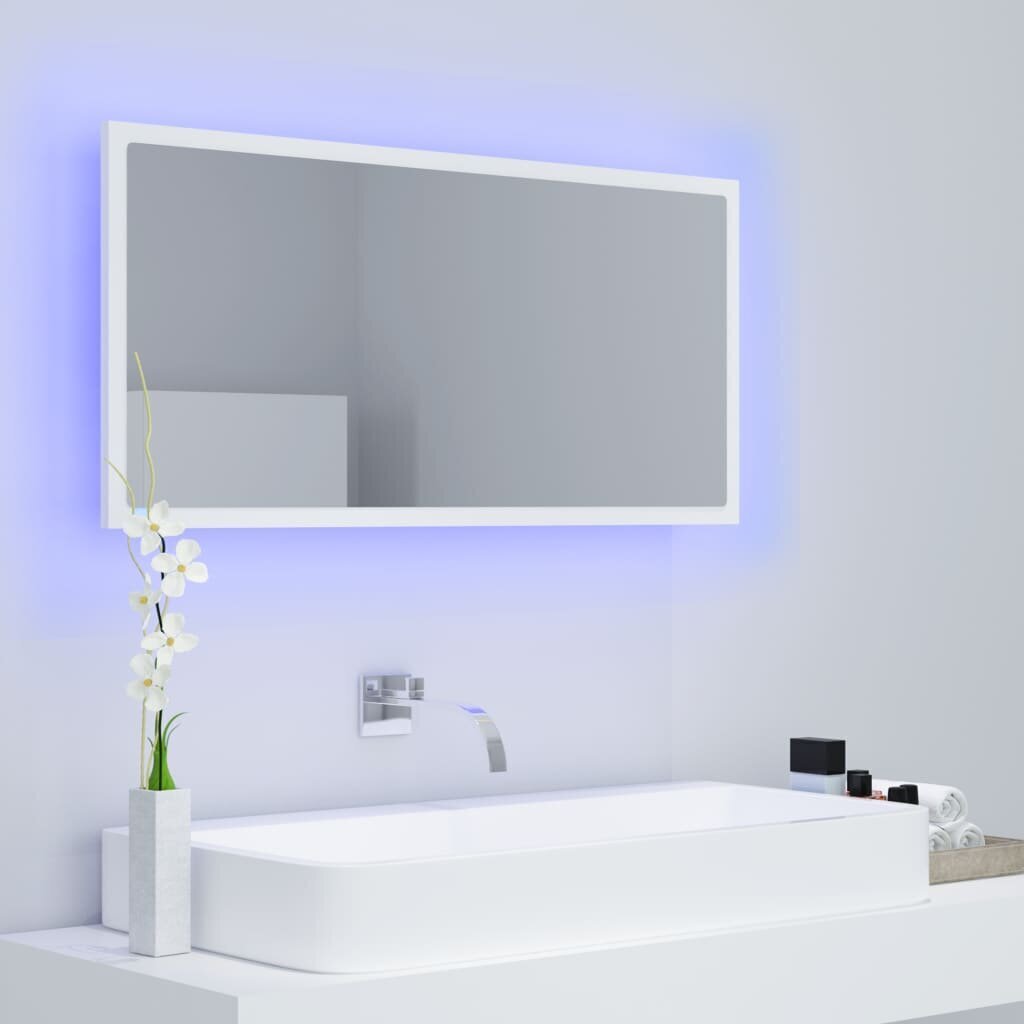 vidaXL LED-kylpyhuonepeili valkoinen 90x8,5x37 cm akryyli hinta ja tiedot | Kylpyhuonepeilit | hobbyhall.fi
