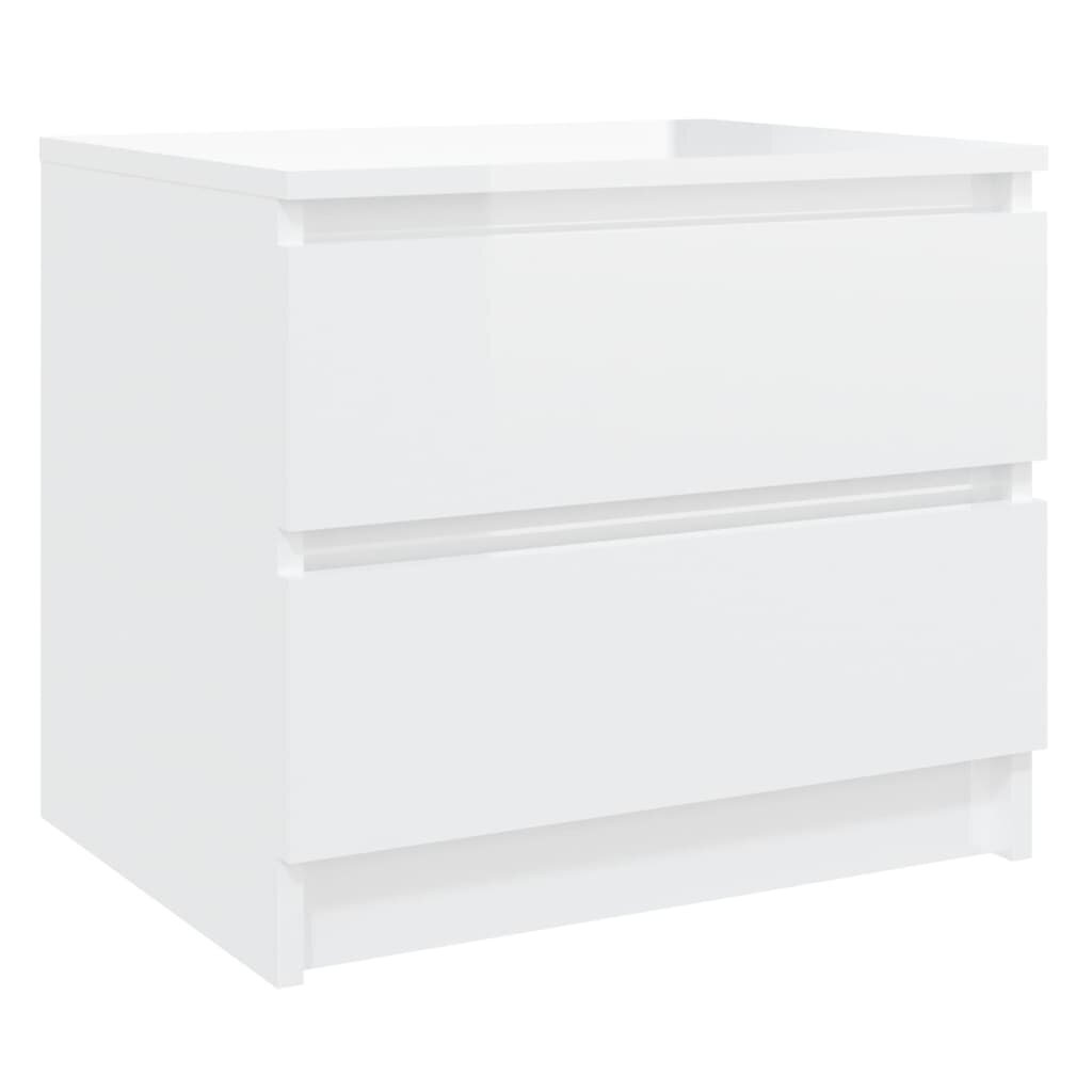 vidaXL Yöpöydät 2 kpl korkeakiilto valkoinen 50x39x43,5 cm lastulevy hinta ja tiedot | Yöpöydät | hobbyhall.fi