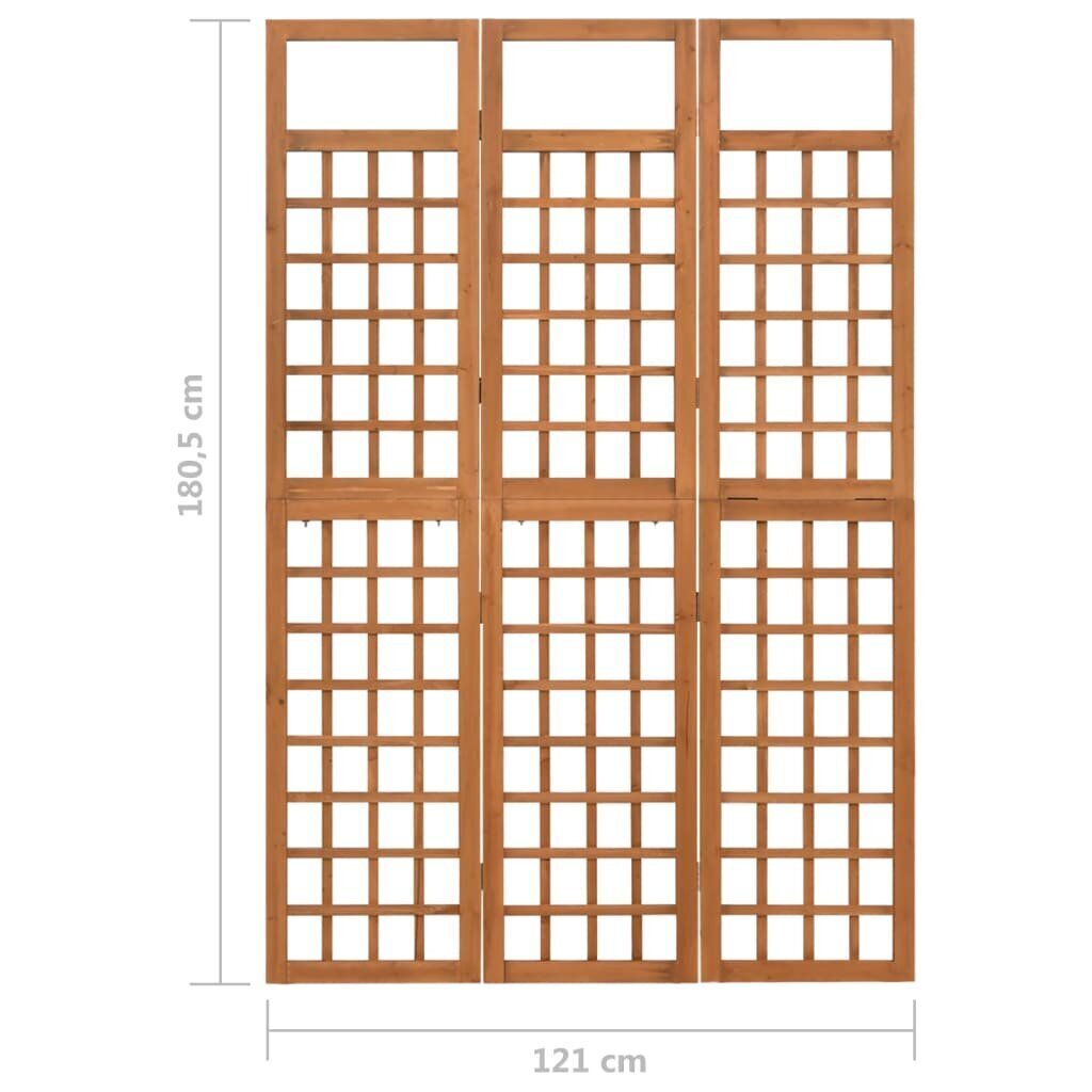 vidaXL Tilanjakaja/säleikkö 3 paneelia täysi kuusi 121x180,5 cm hinta ja tiedot | Sermit ja tilanjakajat | hobbyhall.fi