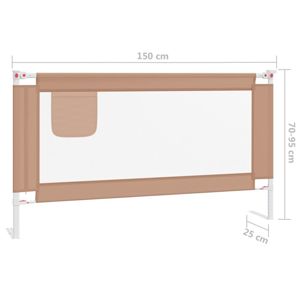 vidaXL Turvalaita sänkyyn harmaanruskea 150x25 cm kangas hinta ja tiedot | Lasten turvallisuus | hobbyhall.fi