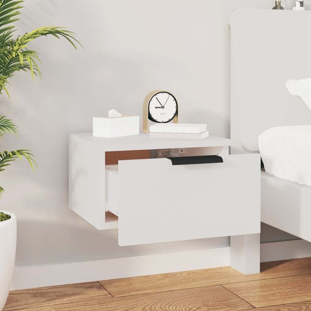 vidaXL Seinäkiinnitettävät yöpöydät 2 kpl valkoinen 34x30x20 cm hinta ja tiedot | Olohuoneen kaapit ja lipastot | hobbyhall.fi