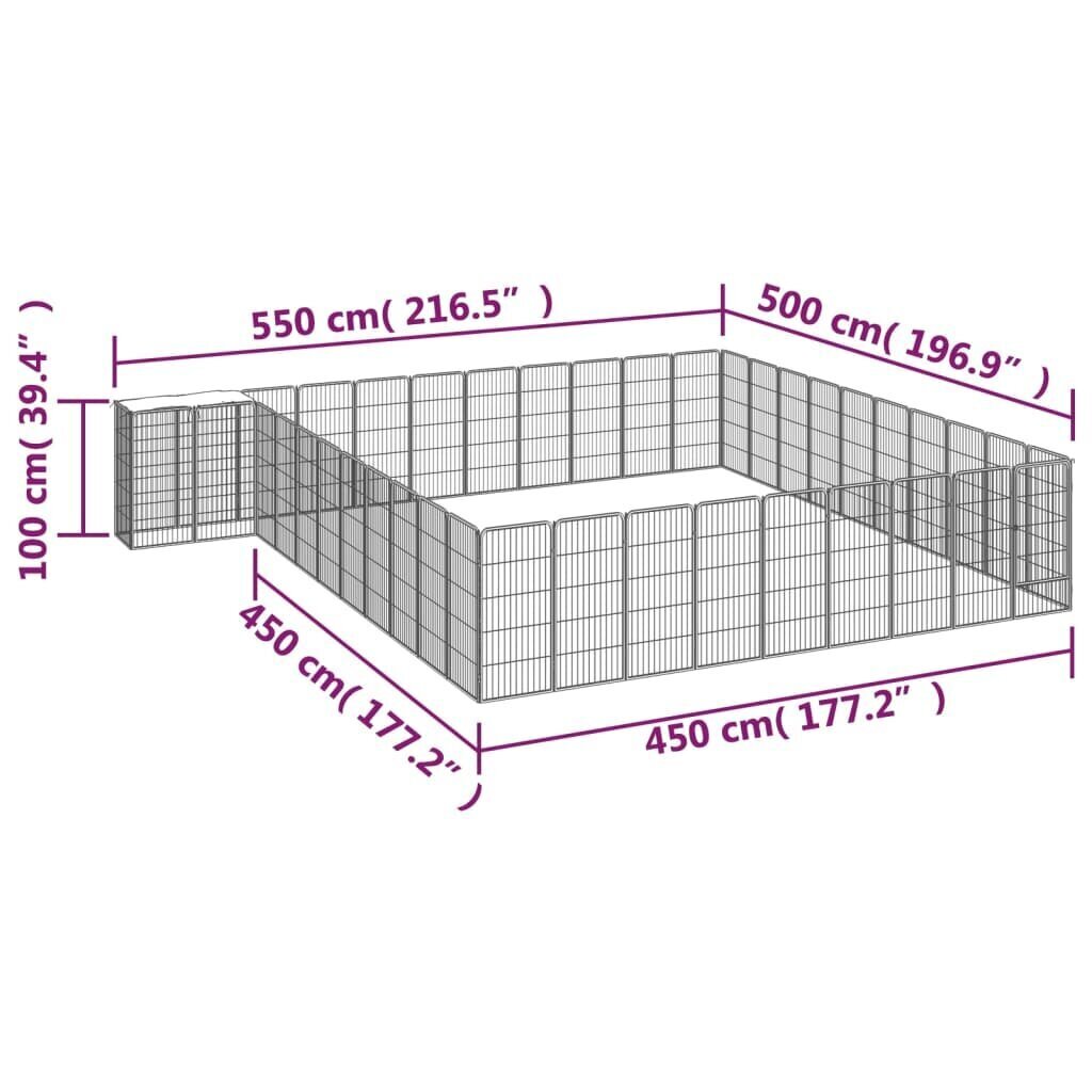 vidaXL Koiranhäkki 42 paneelia musta 50x100 cm jauhemaalattu teräs hinta ja tiedot | Pedit ja pesät | hobbyhall.fi