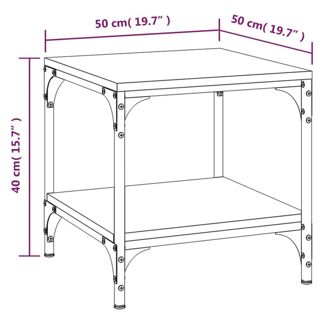 vidaXL Sohvapöytä savutammi 50x50x40 cm tekninen puu hinta ja tiedot | Sohvapöydät | hobbyhall.fi