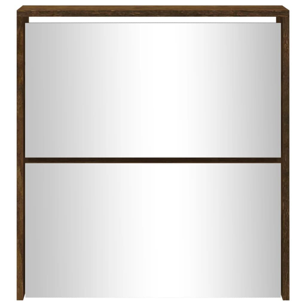 vidaXL Kenkäkaappi peilillä 2-kerroksinen savutammi 63x17x67 cm hinta ja tiedot | Kenkäkaapit ja -hyllyt | hobbyhall.fi