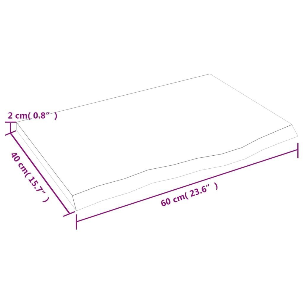 vidaXL Seinähylly tummanruskea 60x40x2 cm käsitelty täystammi hinta ja tiedot | Hyllyt | hobbyhall.fi