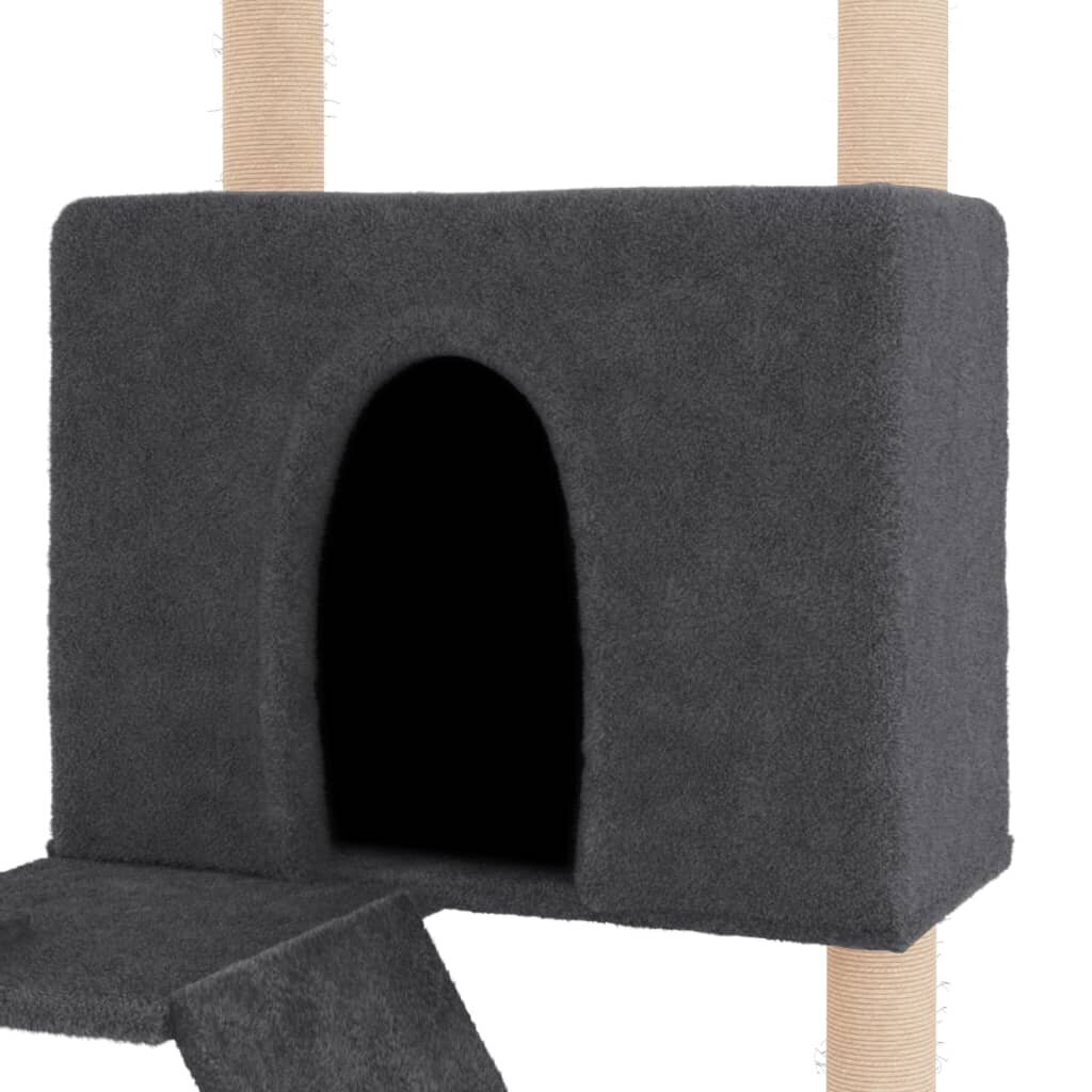 vidaXL Kissan kiipeilyteline sisal-raapimispuilla tummanharmaa 143 cm hinta ja tiedot | Raapimispuut ja kiipeilypuut | hobbyhall.fi