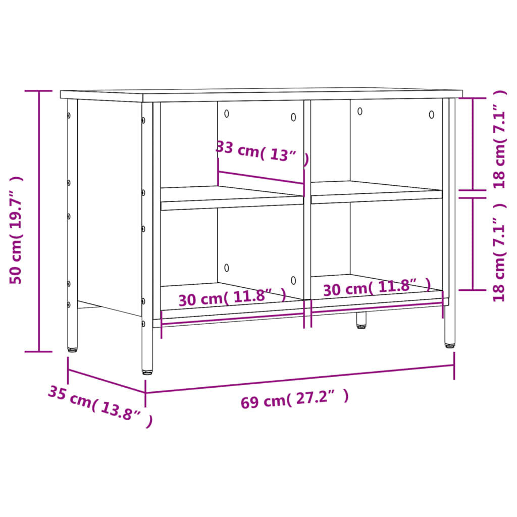 vidaXL Kenkäkaappi ruskea tammi 69x35x50 cm tekninen puu hinta ja tiedot | Kenkäkaapit ja -hyllyt | hobbyhall.fi