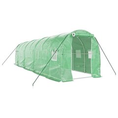 vidaXL Kasvihuone teräsrungolla vihreä 16 m² 8x2x2 m hinta ja tiedot | Kasvihuoneet | hobbyhall.fi