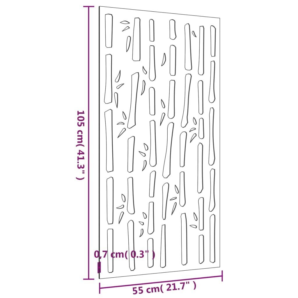 vidaXL Puutarhaseinäkoriste 105x55 cm corten teräs bambukuvio hinta ja tiedot | Sisustustuotteet | hobbyhall.fi