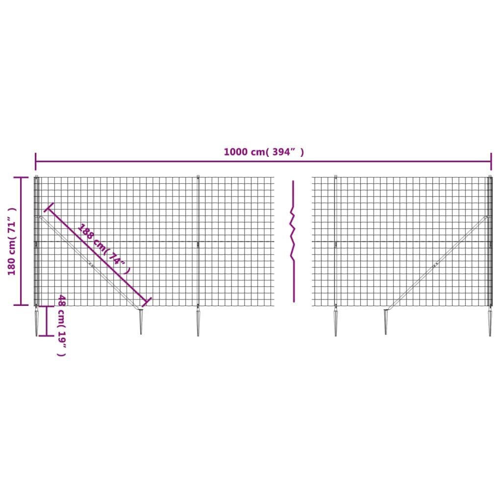 vidaXL Verkkoaita maapiikeillä vihreä 1,8x10 m hinta ja tiedot | Aidat ja tarvikkeet | hobbyhall.fi