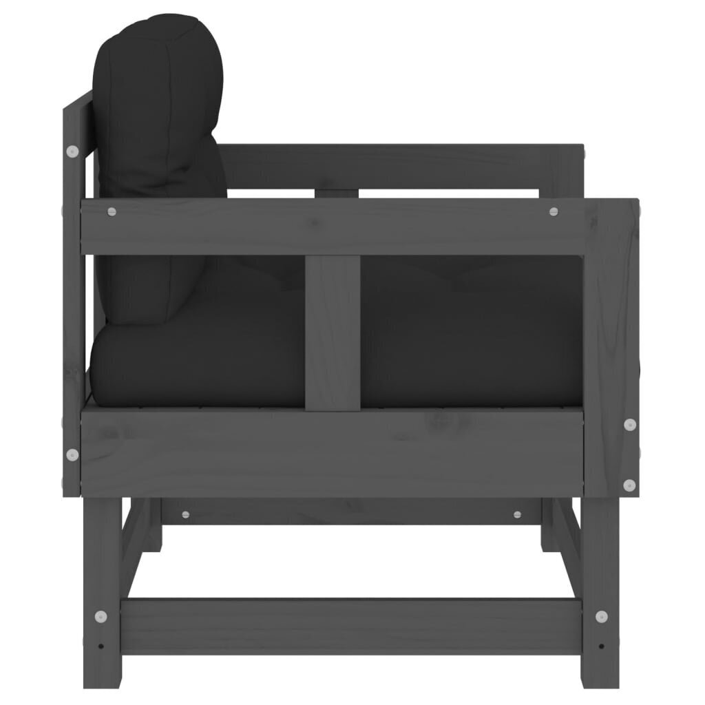 vidaXL Puutarhatuolit tyynyillä 2 kpl harmaa täysi mänty hinta ja tiedot | Puutarhatuolit | hobbyhall.fi