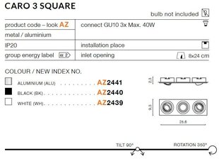 Sisäänrakennettu valaisin Azzardo Caro 3 Square AZ2440 hinta ja tiedot | Upotettavat valaisimet ja LED-valaisimet | hobbyhall.fi