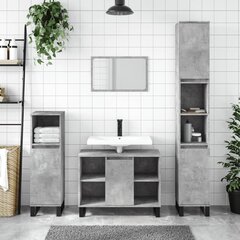 vidaXL 3-osainen Kylpyhuonekalustesarja betoninharmaa tekninen puu hinta ja tiedot | Kylpyhuonekalusteet | hobbyhall.fi