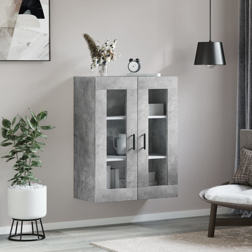 vidaXL Seinäkiinnitettävä kaappi betoninharmaa 69,5x34x90 cm hinta ja tiedot | Olohuoneen kaapit ja lipastot | hobbyhall.fi