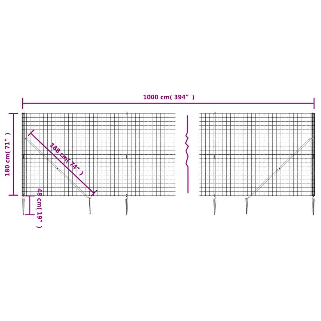 vidaXL Verkkoaita maapiikeillä antrasiitti 1,8x10 m hinta ja tiedot | Aidat ja tarvikkeet | hobbyhall.fi