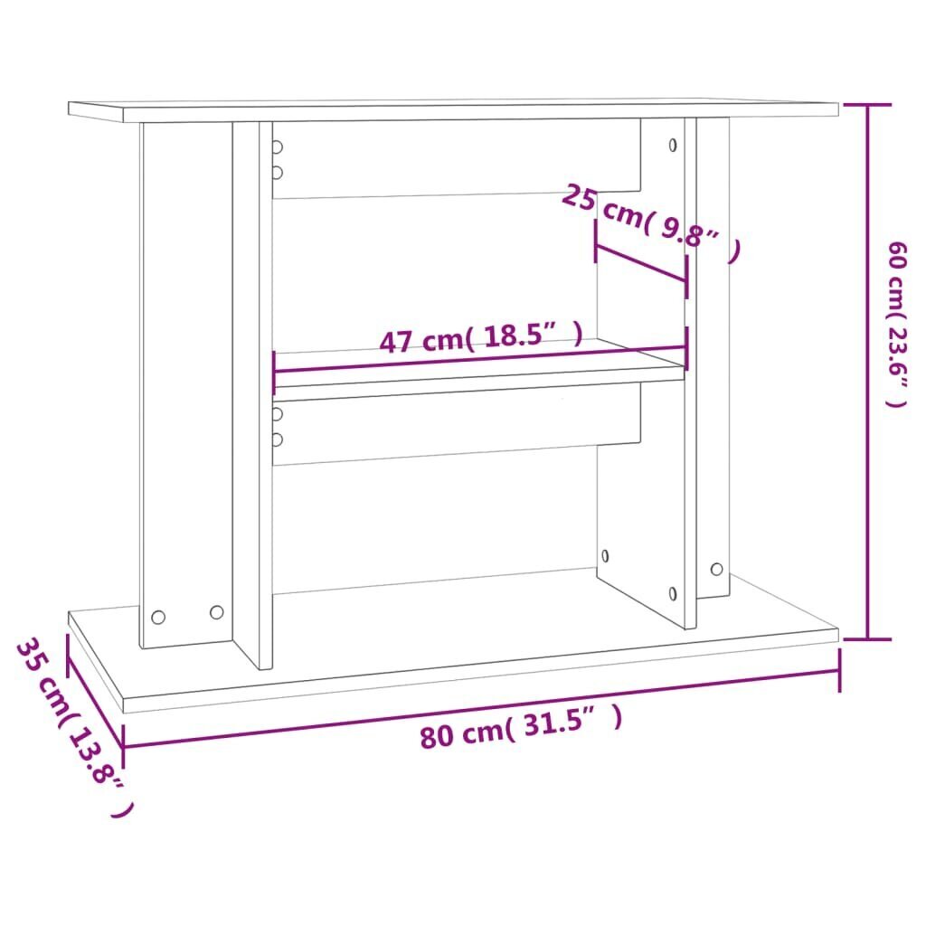 vidaXL Akvaarioteline ruskea tammi 80x35x60 cm tekninen puu hinta ja tiedot | Akvaariotarvikkeet | hobbyhall.fi