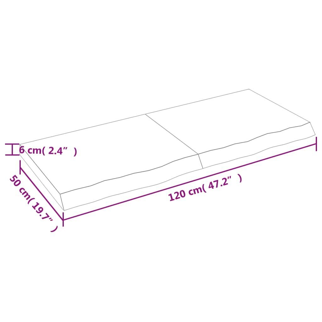 vidaXL Seinähylly vaaleanruskea 120x50x(2-6) cm käsitelty täystammi hinta ja tiedot | Hyllyt | hobbyhall.fi