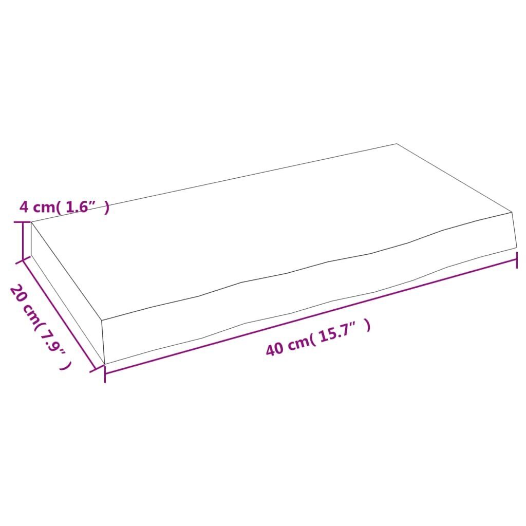 vidaXL Seinähylly tummanruskea 40x20x4 cm käsitelty täystammi hinta ja tiedot | Hyllyt | hobbyhall.fi