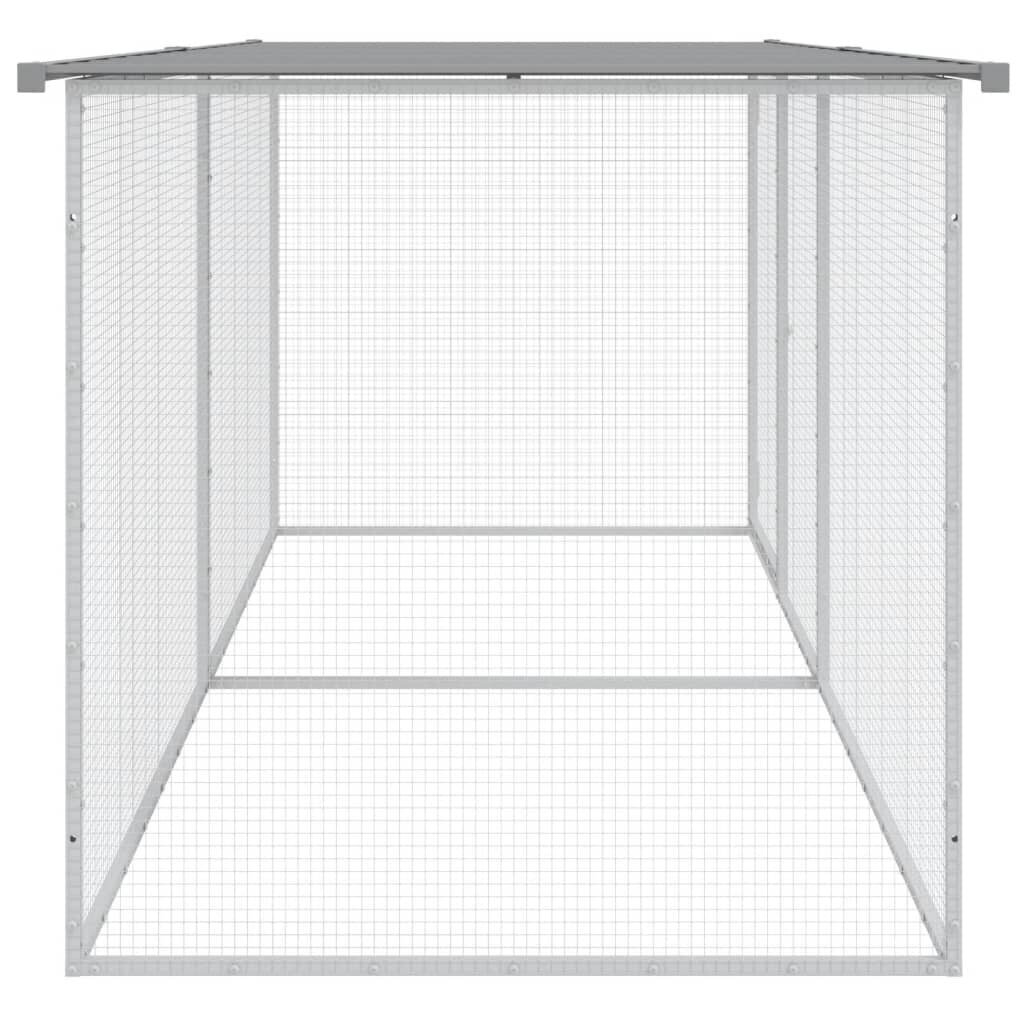 vidaXL Kanahäkki katolla vaaleanharmaa 203x98x90 cm galvanoitu teräs hinta ja tiedot | Kuljetushäkit ja kuljetuslaatikot | hobbyhall.fi