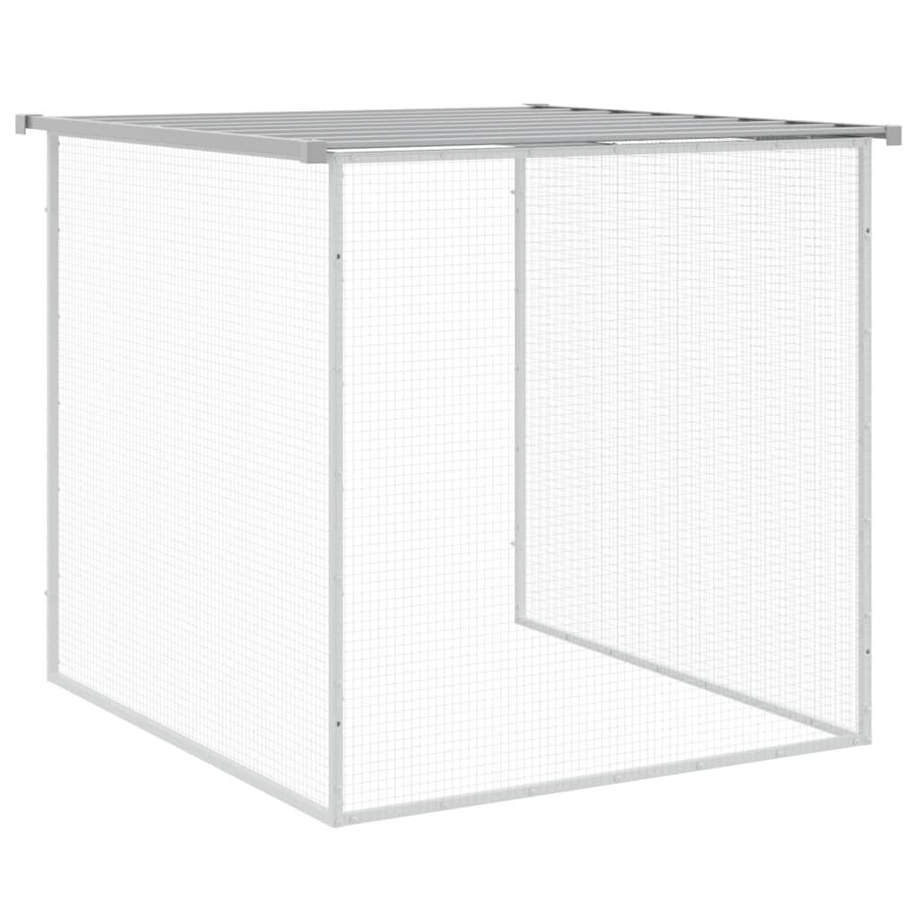 vidaXL Kanahäkki katolla vaaleanharmaa 203x98x90 cm galvanoitu teräs hinta ja tiedot | Kuljetushäkit ja kuljetuslaatikot | hobbyhall.fi