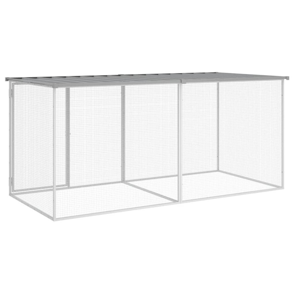 vidaXL Kanahäkki katolla vaaleanharmaa 203x98x90 cm galvanoitu teräs hinta ja tiedot | Kuljetushäkit ja kuljetuslaatikot | hobbyhall.fi