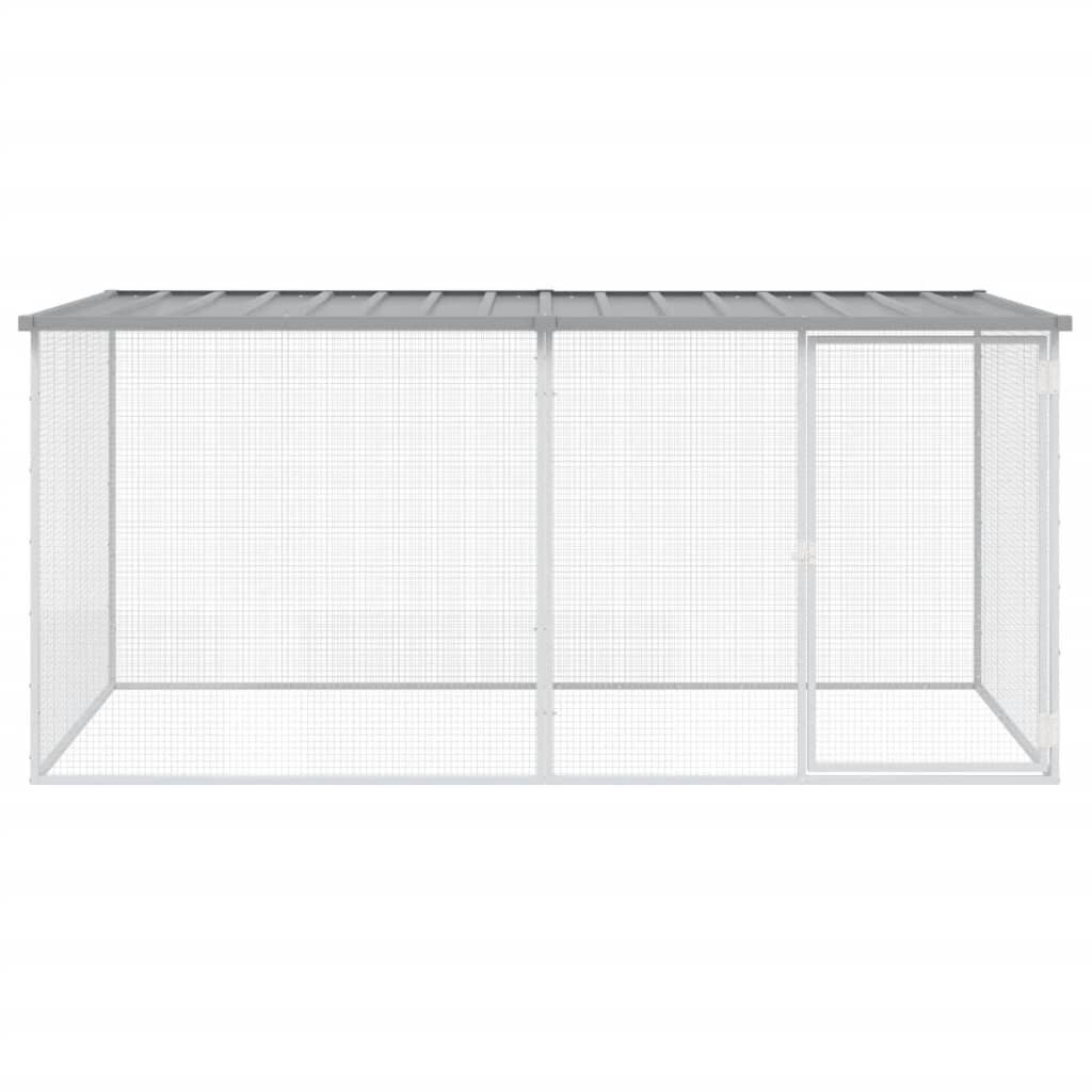 vidaXL Kanahäkki katolla vaaleanharmaa 203x98x90 cm galvanoitu teräs hinta ja tiedot | Kuljetushäkit ja kuljetuslaatikot | hobbyhall.fi