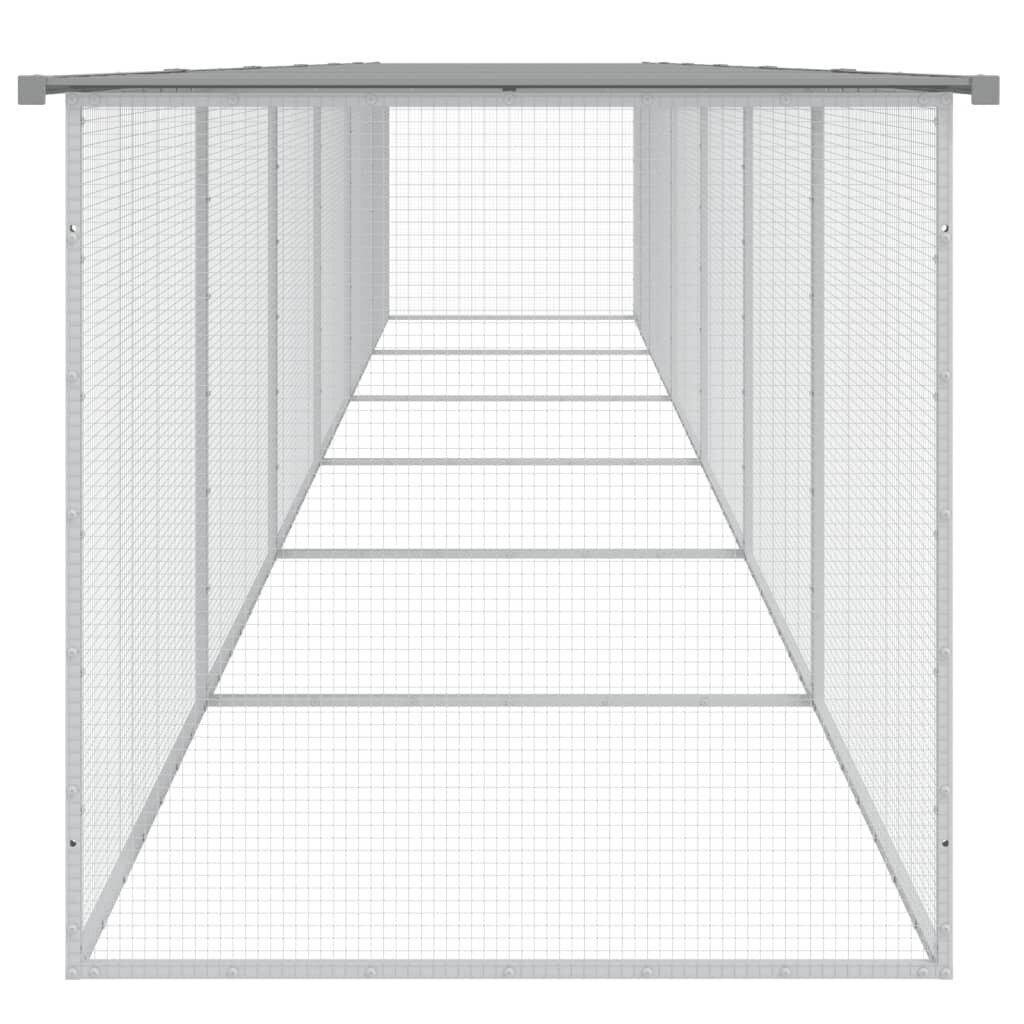 vidaXL Kanahäkki katolla vaaleanharmaa 603x98x90 cm galvanoitu teräs hinta ja tiedot | Lintulaudat ja lintuhäkit | hobbyhall.fi