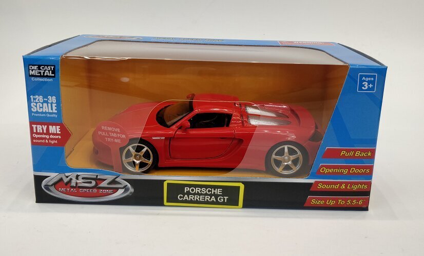 Leluauto MSZ Porsche Carrera GT, 1:32 hinta ja tiedot | Poikien lelut | hobbyhall.fi