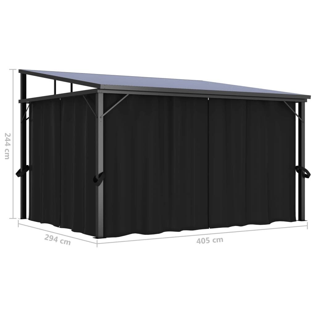 vidaXL Huvimaja verhoilla 405x294x244 cm antrasiitti hinta ja tiedot | Puutarhapaviljongit | hobbyhall.fi