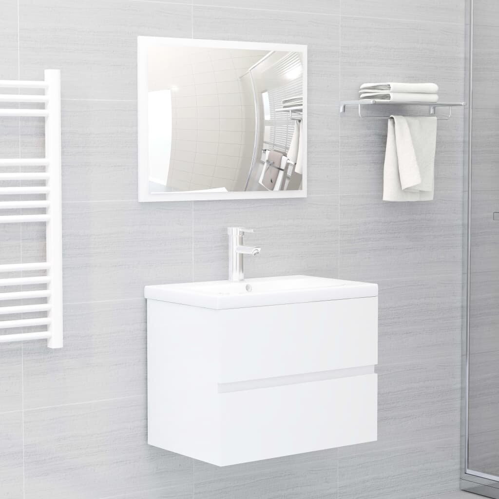 vidaXL 2-osainen kylpyhuonekalustesarja korkeakiilto valk. lastulevy hinta ja tiedot | Kylpyhuonekalusteet | hobbyhall.fi