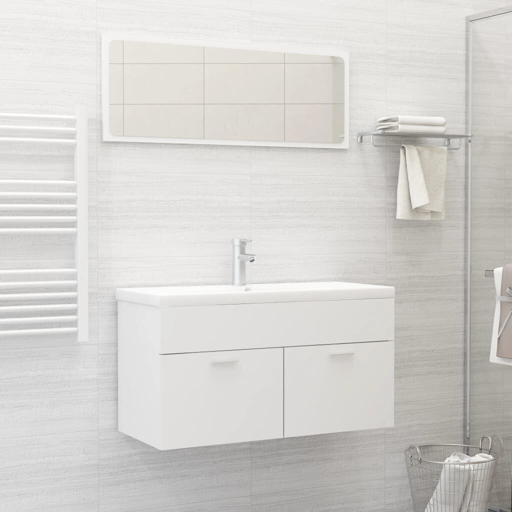 vidaXL 2-osainen kylpyhuoneen kalustesarja valkoinen lastulevy hinta ja tiedot | Kylpyhuonekalusteet | hobbyhall.fi