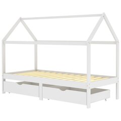 vidaXL Lasten sängynrunko laatikoilla valkoinen täysi mänty 90x200 cm hinta ja tiedot | Lastensängyt | hobbyhall.fi