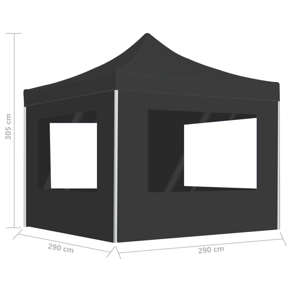 vidaXL Kokoontaittuva juhlateltta seinillä alumiini 3x3 m antrasiitti hinta ja tiedot | Puutarhapaviljongit | hobbyhall.fi