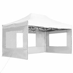 vidaXL Kokoontaittuva juhlateltta seinillä alumiini 4,5x3 m valkoinen hinta ja tiedot | Puutarhapaviljongit | hobbyhall.fi