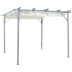 vidaXL Pergola sisäänvedettävällä katolla kermanvalkoinen 3x3 m teräs hinta ja tiedot | Puutarhapaviljongit | hobbyhall.fi