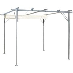 vidaXL Pergola sisäänvedettävällä katolla kermanvalkoinen 3x3 m teräs hinta ja tiedot | Puutarhapaviljongit | hobbyhall.fi