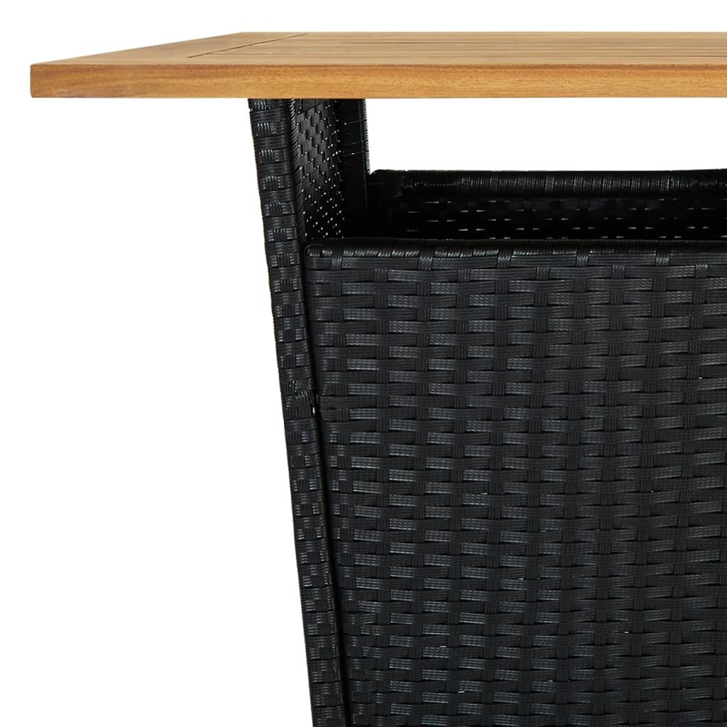 vidaXL Baaripöytä musta 60x60x110 cm polyrottinki ja täysi akaasiapuu hinta ja tiedot | Puutarhapöydät | hobbyhall.fi