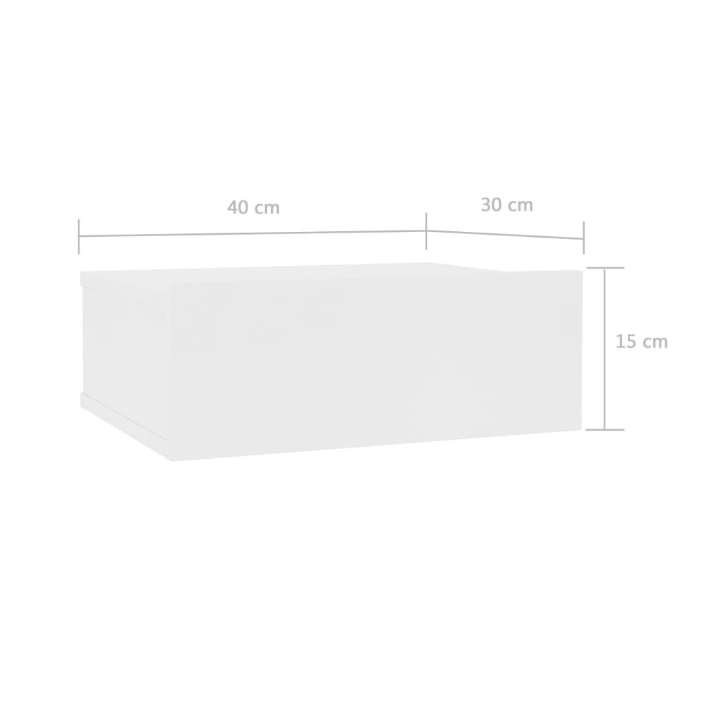vidaXL Kelluva yöpöytä valkoinen 40x30x15 cm lastulevy hinta ja tiedot | Yöpöydät | hobbyhall.fi