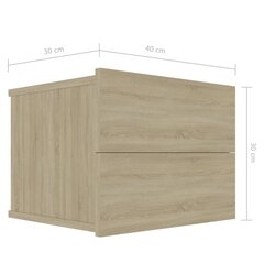 vidaXL Yöpöydät 2kpl sonoma tammi 40x30x30 cm lastulevy hinta ja tiedot | Yöpöydät | hobbyhall.fi