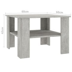 vidaXL Sohvapöytä betoninharmaa 60x60x42 cm lastulevy hinta ja tiedot | Sohvapöydät | hobbyhall.fi