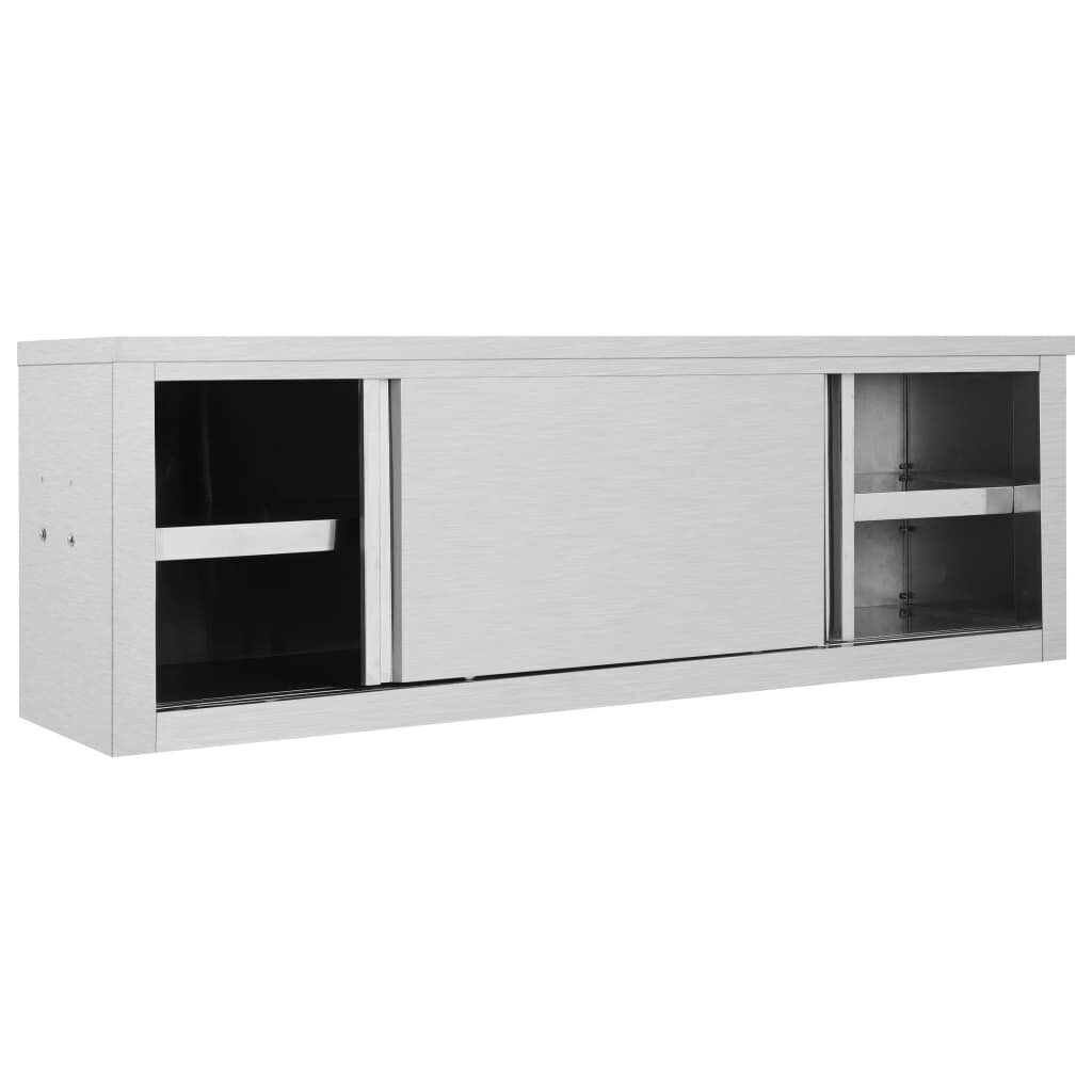 vidaXL Keittiön seinäkaappi liukuovilla 150x40x50 cm ruostumaton teräs hinta ja tiedot | Keittiön kaapit | hobbyhall.fi