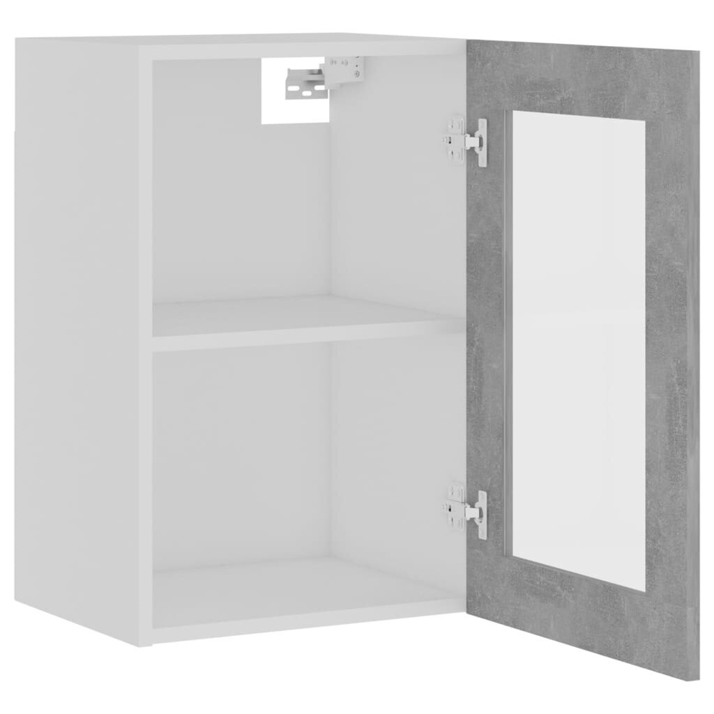 vidaXL Seinäkaappi lasilla betoninharmaa 40x31x60 cm lastulevy hinta ja tiedot | Keittiön kaapit | hobbyhall.fi