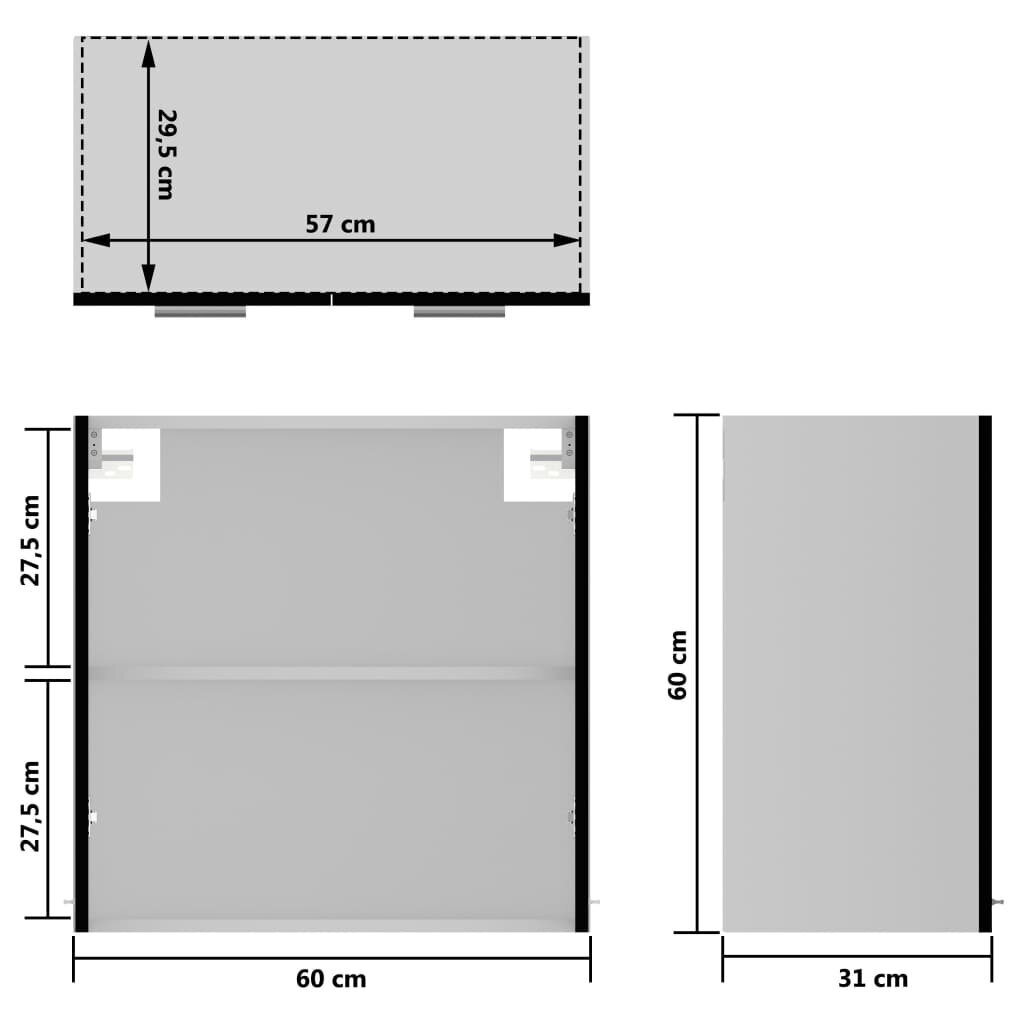 vidaXL Seinäkaappi lasilla musta 60x31x60 cm lastulevy hinta ja tiedot | Keittiön kaapit | hobbyhall.fi