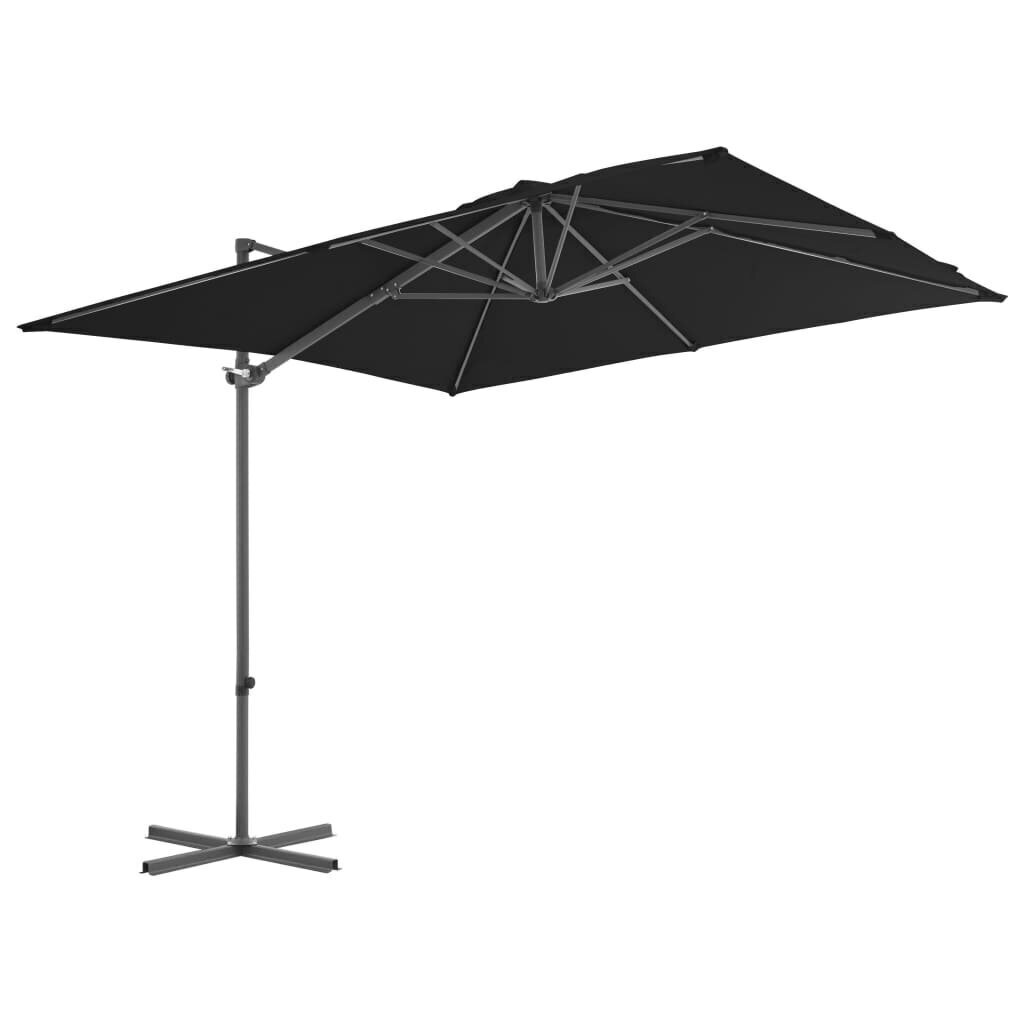 vidaXL Riippuva aurinkovarjo teräspylväällä musta 250x250 cm hinta ja tiedot | Aurinkovarjot ja markiisit | hobbyhall.fi