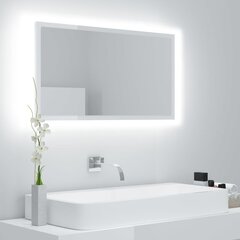 vidaXL LED-kylpyhuonepeili korkeakiilto valk. 80x8,5x37 cm akryyli hinta ja tiedot | Kylpyhuonepeilit | hobbyhall.fi